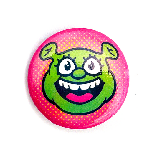 Holographic Shrekfest Smile Button